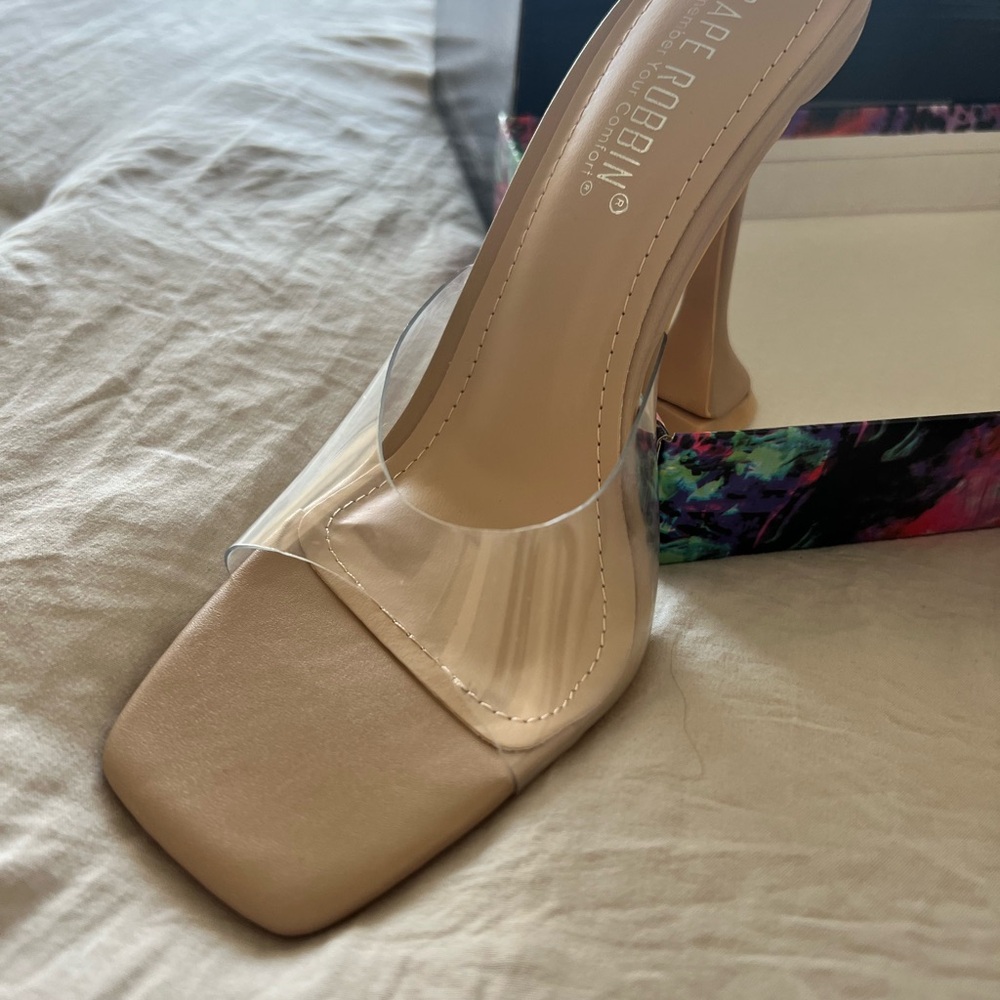 Nude clear heels